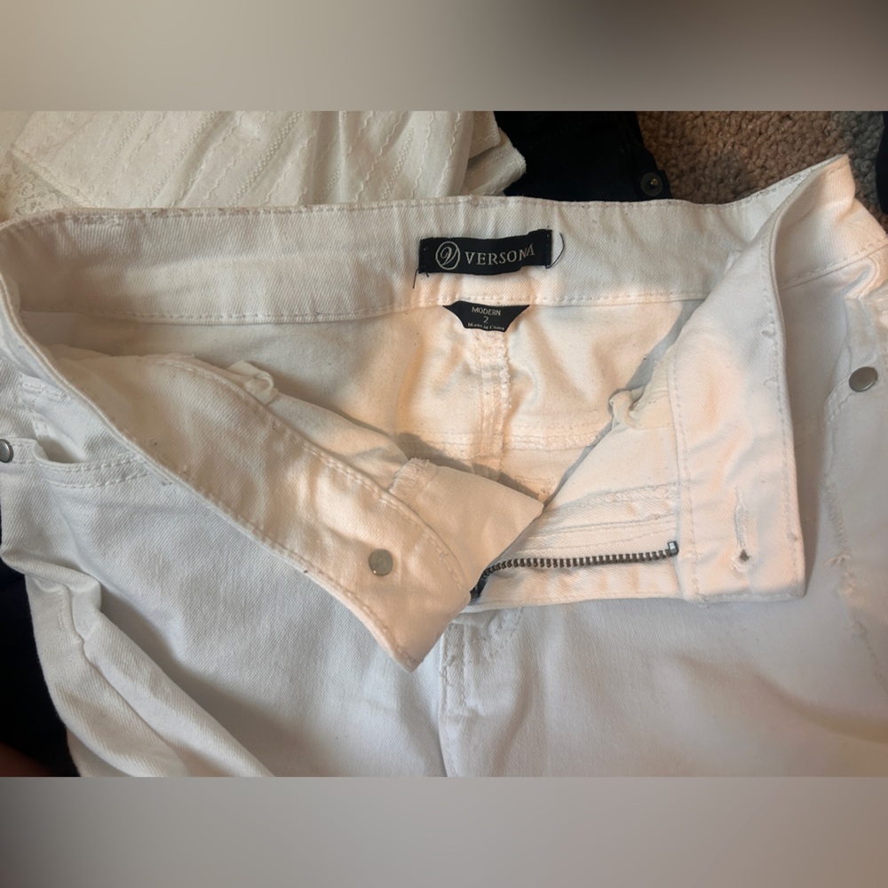 Versona Women's High Rise Cream Jeans